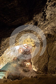 Rocky testura of a volcanic cave in lanzarote photo