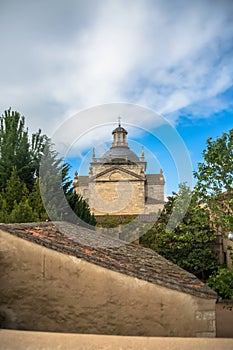 Back view at the dome copula tower at the iconic spanish Romanesque and Renaissance architecture building at the Iglesia de photo