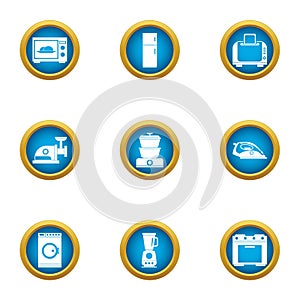 Cuisine icons set, flat style