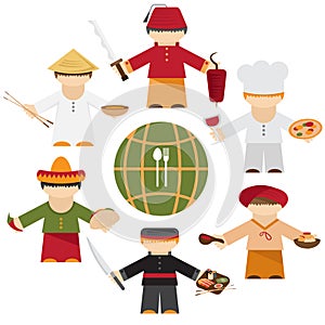 Cuisine nations of the world , flat different chefs