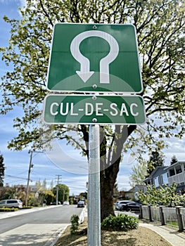 Cul-de-sac sign road street