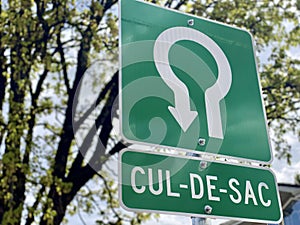 Cul-de-sac sign road street