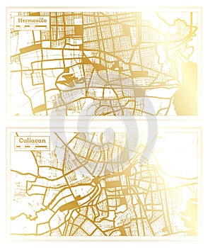 Culiacan and Hermosillo Mexico City Map Set photo