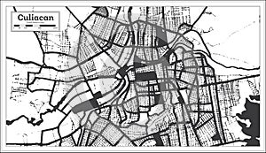 Culiacan Mexico City Map in Black and White Color in Retro Style. Outline Map photo