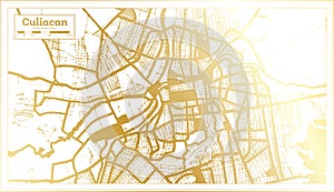 Culiacan Mexico City Map in Retro Style in Golden Color. Outline Map photo