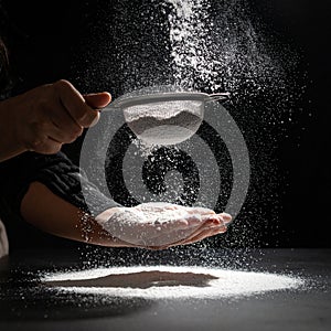 Culinary Art - Sifting Flour in Dramatic Light