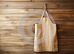 Culinary background, kitchen utensils and apron on kitchen countertop with blank space for any recipe or menu text