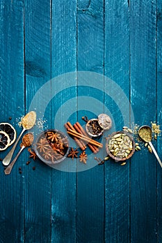 Culinary background with various spices