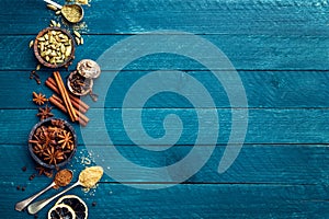 Culinary background with various spices