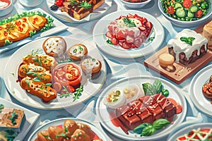 Culinary Classics Vector Feast AI Generated