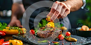 Culinary Creation: The Chefs Artful Steak Masterpiece