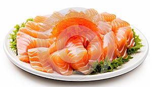 Culinary Delight: Closeup of Amaebi Sashimi Isolated on White Background