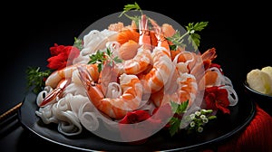 Culinary Delight: Gastronomic Shrimp Dish. Generative AI