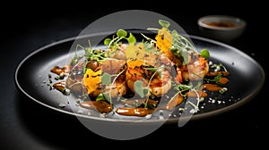 Culinary Delight: Gastronomic Shrimp Dish. Generative AI