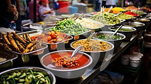 Culinary delights abound at Thai street food markets.AI Generated