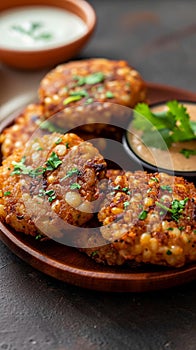 Culinary fusion Sabudana vada, a flavorful Indian dish with chutney