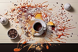 Culinary mishaps, spilled pie batter, creatively fused ingredients, kitchen accidents photo