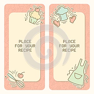 Culinary recipe vertical card with vintage decor and text place