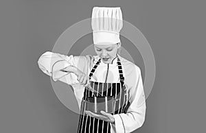 culinary school courses. kitchen utensils - pan and pot. Saucepan Cook and Food masterclass. chef cook with saucepan