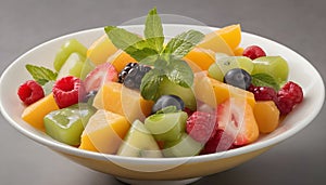 culinary sophistication: professionally styled fruit ensemble with fresh mint photo