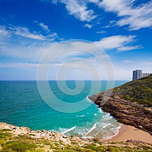 Cullera Cala beach near Faro in blue Mediterranean