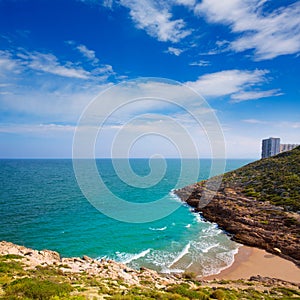 Cullera Cala beach near Faro in blue Mediterranean photo