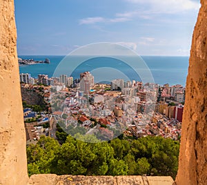 Cullera Spain view of the town and coast to mediterranean sea from the castle