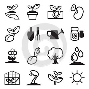 Cultivate & Plant Grow icons set