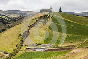 Cultivated fields on slopes