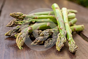 Cultivated, raw and fresh young green asparagus