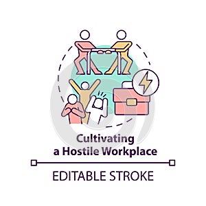 Cultivating hostile workplace concept icon