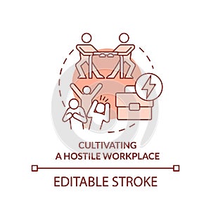 Cultivating hostile workplace terracotta concept icon