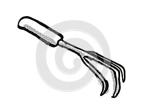 Cultivator Garden Tool Cartoon Retro Drawing photo