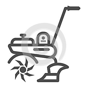 Cultivator line icon, Garden and gardening concept, Garden tools sign on white background, Agricultural cultivator icon