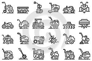 Cultivator machine icon outline vector. Agriculture agronomy