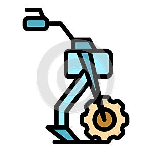 Cultivator machinery icon vector flat