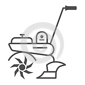 Cultivator thin line icon, Garden and gardening concept, Garden tools sign on white background, Agricultural cultivator