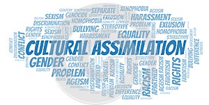 Cultural Assimilation - type of discrimination - word cloud