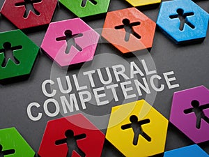 Cultural competence sign and small colorful figurines. photo