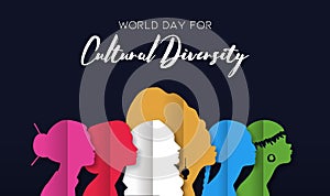 Cultural Diversity Day card of diverse women heads photo