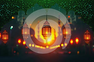Cultural festivity Ramadan Islamic background with traditional lanterns