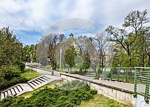 Arad city Romania -Culture Palace - view from the pedestrian bridge photo