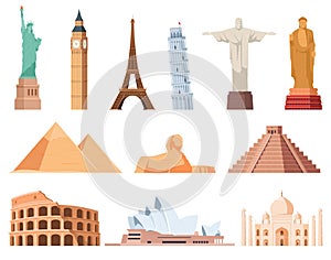 Cultural tourist attractions. Majestic architectural monuments and buildings of different countries. Travel around the