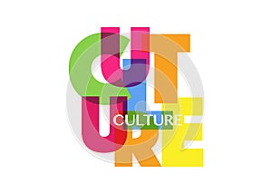 Culture concept letters banner, colorful vector typography logo, isolated on white background