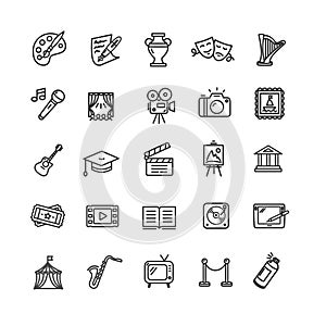 Culture and Creative Fine Art Icons Set. Vector