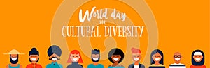 Culture Diversity Day web banner of diverse people icons