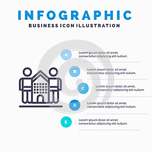 Culture, Friendly, Friends, Home, Life Line icon with 5 steps presentation infographics Background