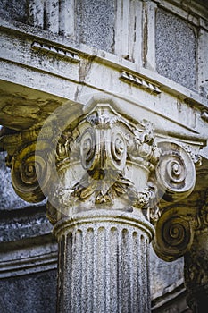 Culture, Greek-style columns, Corinthian capitals in a park