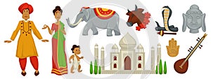 Culture and lifestyle of Indian people vector