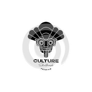 Culture mask barong bali scare logo design vector